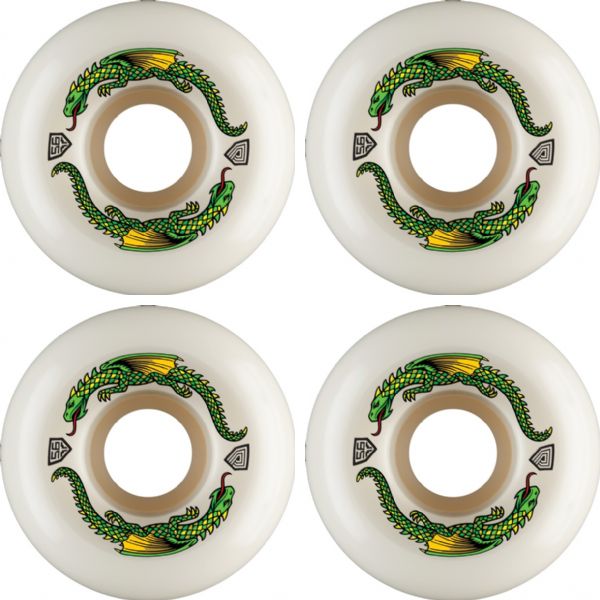 Powell Peralta Dragon Formula White Skateboard Wheels 40mm Cp - 56mm 93a (Set of 4)