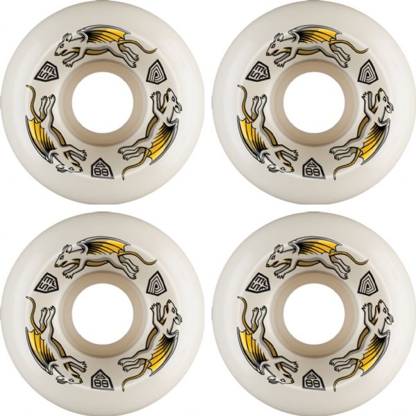 Powell Peralta Dragon Formula 88 Nano Rat Off White / Yellow Skateboard Wheels 33mm CP - 53mm 88a (Set of 4)