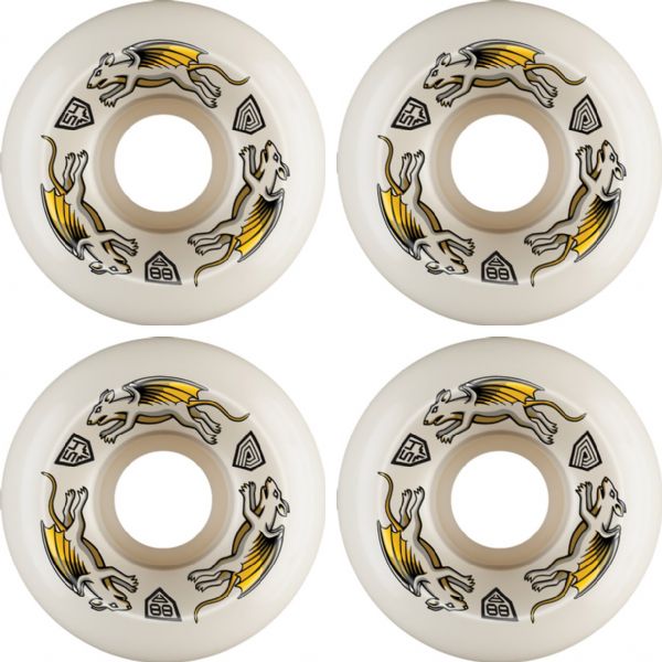 Powell Peralta Dragon Formula 88 Nano Rat Off White / Yellow Skateboard Wheels 34mm CP - 54mm 88a (Set of 4)