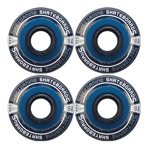 Sector 9 Nineballs Clear Blue Skateboard Wheels - 61mm 78a (Set of 4)