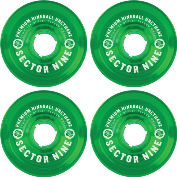 Sector 9 Nineballs Clear Green Skateboard Wheels - 69mm 78a (Set of 4)