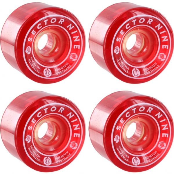 Sector 9 Nineballs Red Skateboard Wheels - 70mm 78a (Set of 4)