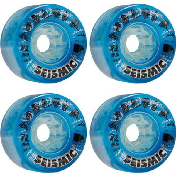 Seismic Skate Systems Tantrum Crystal Clear Blue Skateboard Wheels - 72mm 80a (Set of 4)