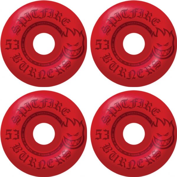 Spitfire Wheels Burners Red Skateboard Wheels - 53mm 99a (Set of 4)