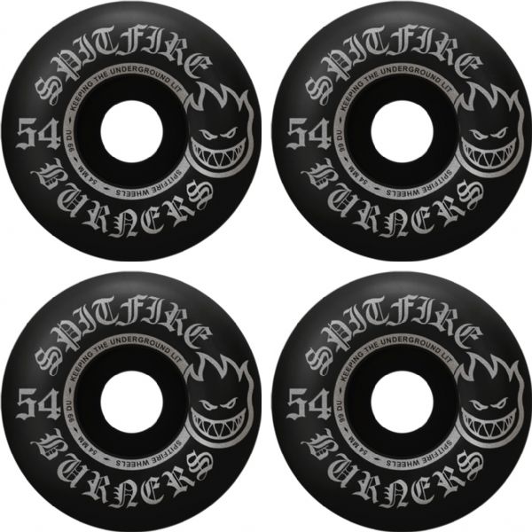 Spitfire Wheels Burners Black Skateboard Wheels - 54mm 99a (Set of 4)