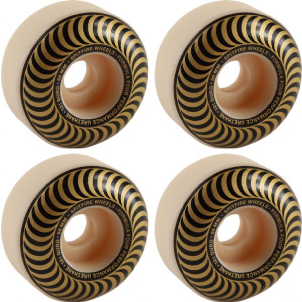 Spitfire Wheels Formula Four Classic Swirl White w/ Bronze Skateboard Wheels - 50mm 101a (Set of 4)