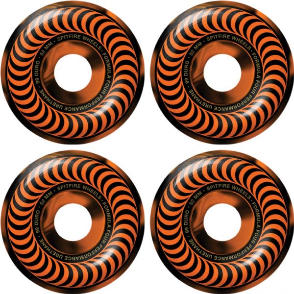 Spitfire Wheels Formula Four Classic Swirl Black / Orange Skateboard Wheels - 52mm 99a (Set of 4)