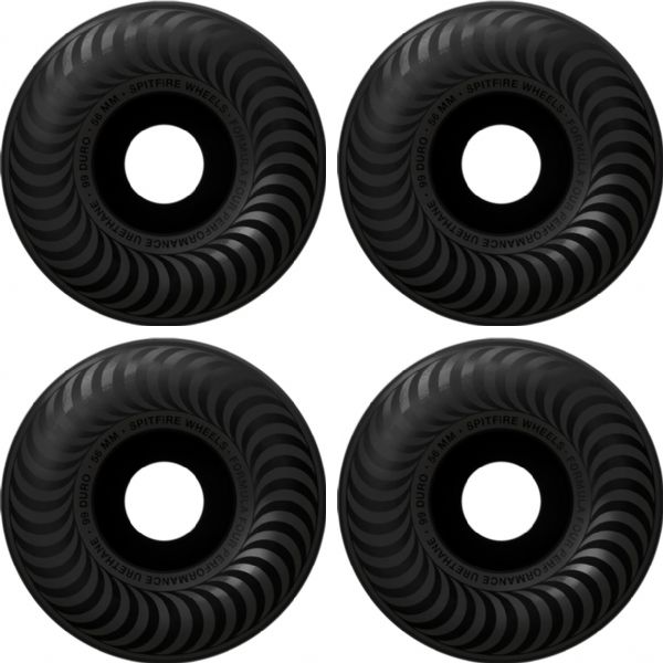 Spitfire Wheels Formula Four Classic Black Skateboard Wheels - 56mm 99a (Set of 4)