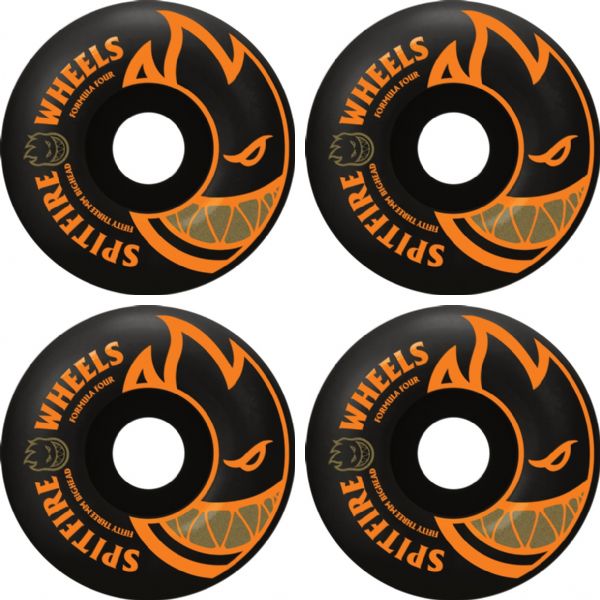 Spitfire Wheels Formula Four Classic Bighead Black / Orange Skateboard Wheels - 53mm 99a (Set of 4)