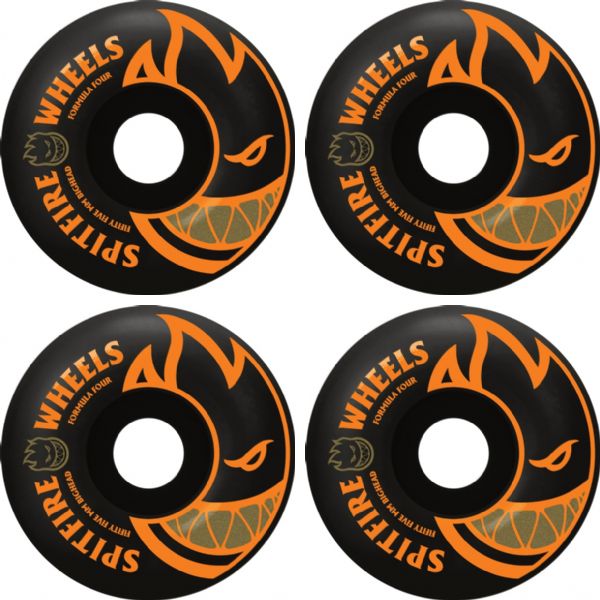 Spitfire Wheels Formula Four Classic Bighead Black / Orange Skateboard Wheels - 55mm 99a (Set of 4)