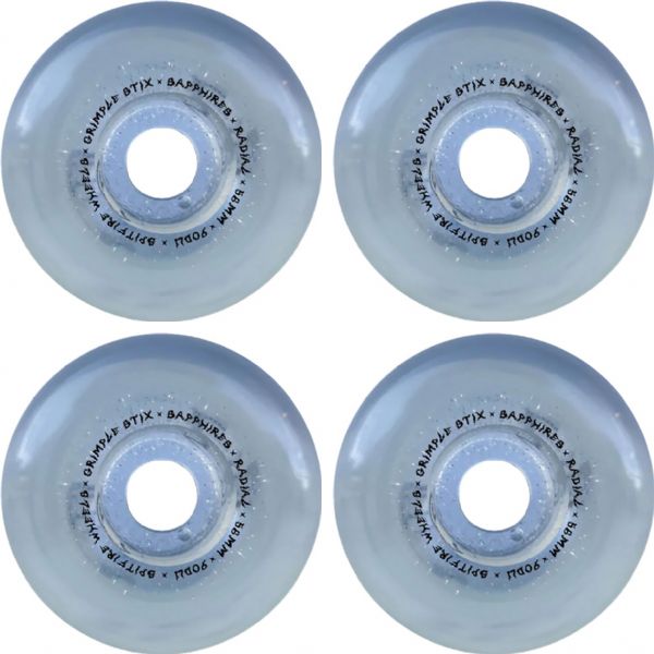 Spitfire Wheels Sapphire 90DU Grimple Dust Clear / Silver Skateboard Wheels - 56mm 90a (Set of 4)