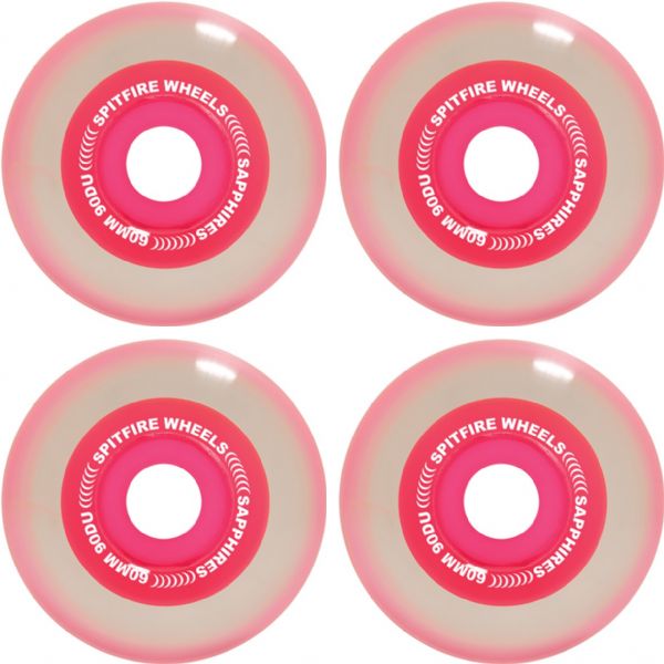 Spitfire Wheels Sapphire 90DU Conical Full Neon Pink Skateboard Wheels - 60mm 90a (Set of 4)