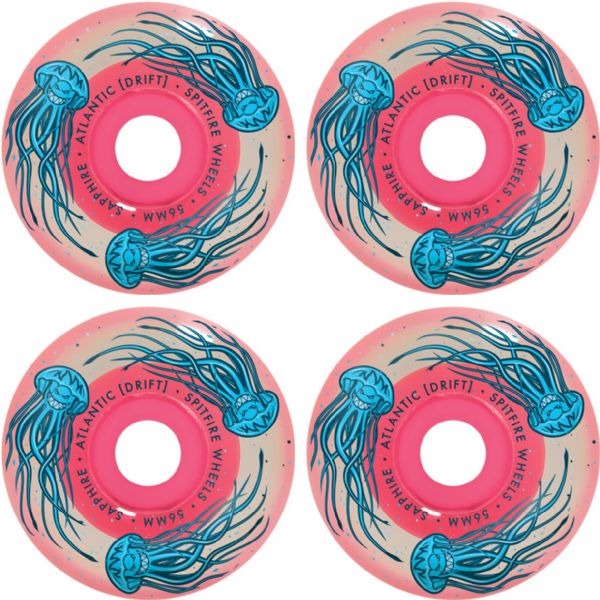 Spitfire Wheels Sapphire 90DU Radial Atlantic Drift Clear Pink Skateboard Wheels - 56mm 90a (Set of 4)