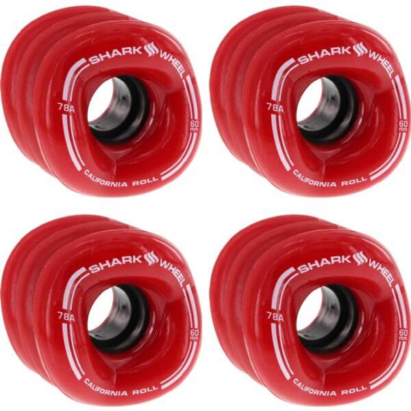 Shark Wheels California Roll Red Skateboard Wheels - 60mm 78a (Set of 4)