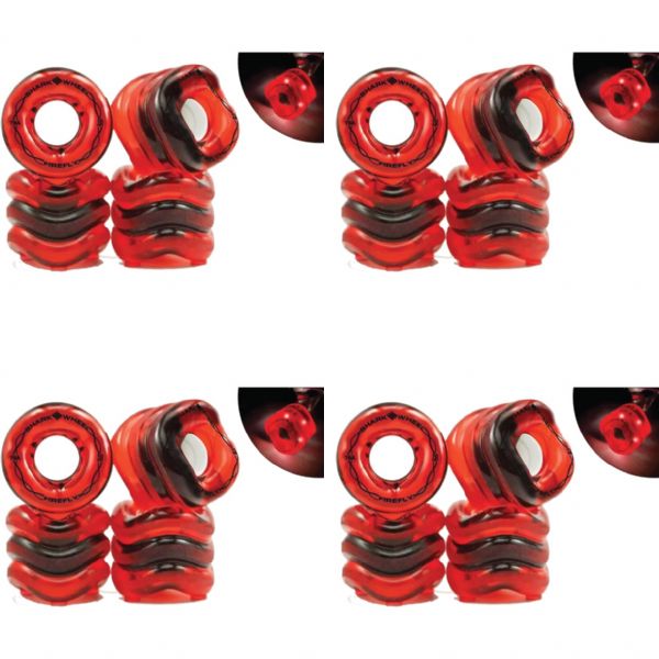 Shark Wheels Firefly Transparent Red with Red Lights Skateboard Wheels - 60mm 78a (Set of 4)