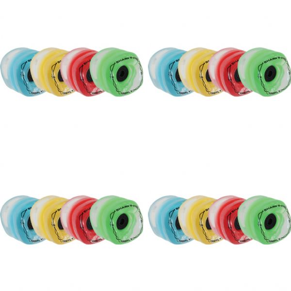 Shark Wheels Firefly Clear with Blue / Red / Green / Yellow Lights Skateboard Wheels - 70mm 78a (Set of 4)