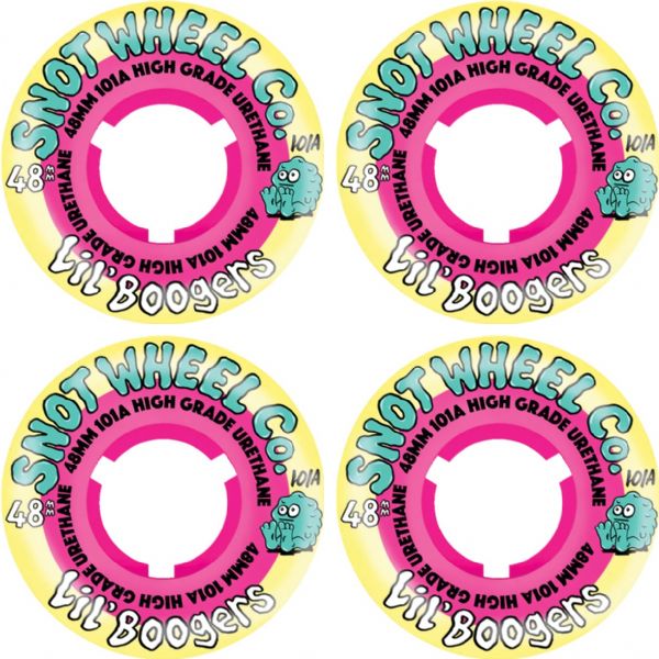 Snot Wheel Co. Lil Boogers Yellow / Pink Skateboard Wheels - 48mm 101a (Set of 4)