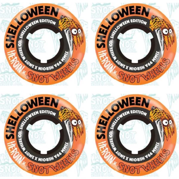 Snot Wheel Co. Shelloween Orange Skateboard Wheels - 53mm 99a (Set of 4)