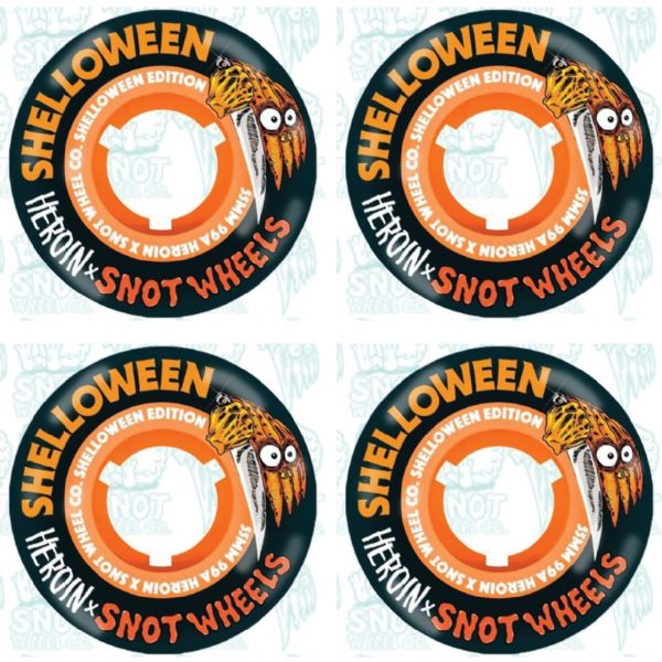 Snot Wheel Co. Shelloween Black Skateboard Wheels - 55mm 99a (Set of 4)