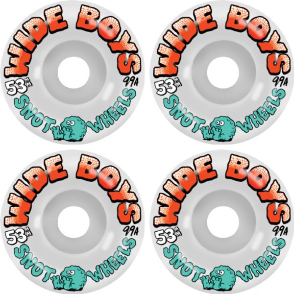 Snot Wheel Co. Wide Boys White Glow Skateboard Wheels - 53mm 99a (Set of 4)