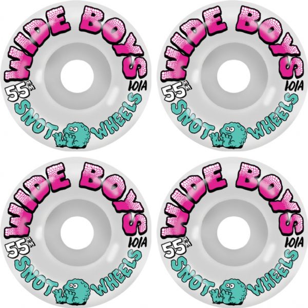 Snot Wheel Co. Wide Boys White Glow Skateboard Wheels - 55mm 101a (Set of 4)