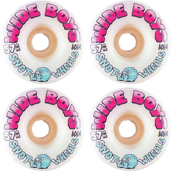 Snot Wheel Co. Wide Boys White Glow Skateboard Wheels - 57mm 101a (Set of 4)