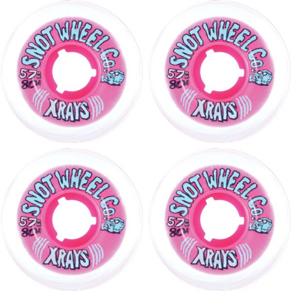 Snot Wheel Co. X-Rays Clear / Pink Skateboard Wheels - 57mm 80a (Set of 4)