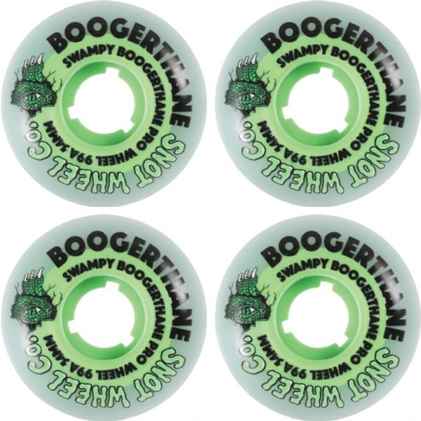 Snot Wheel Co. Swampy Gator Boogerthane Glow / Green Skateboard Wheels - 54mm 99a (Set of 4)