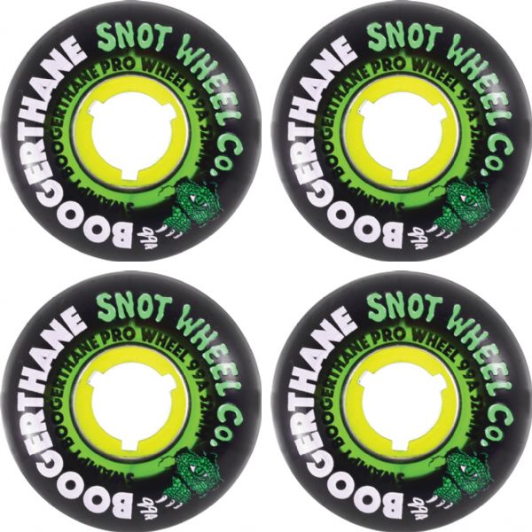 Snot Wheel Co. Swampy Gator Clear Core Black / Clear Green Skateboard Wheels - 52mm 99a (Set of 4)