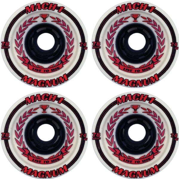 Venom Skateboards Magnum Mach-1 GALLO24 White / Red / Black Skateboard Wheels - 78mm 74a (Set of 4)